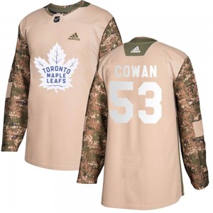 Adidas Easton Cowan Toronto Maple Leafs Youth Authentic Veterans Day Practice Jersey - Camo