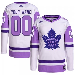 Adidas Custom Toronto Maple Leafs Men's Authentic Custom Hockey Fights Cancer Primegreen Jersey - White/Purple