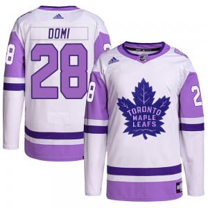 Adidas Tie Domi Toronto Maple Leafs Men's Authentic Hockey Fights Cancer Primegreen Jersey - White/Purple