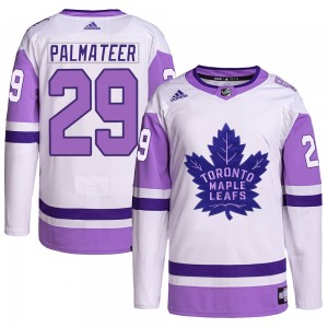 Adidas Mike Palmateer Toronto Maple Leafs Men's Authentic Hockey Fights Cancer Primegreen Jersey - White/Purple