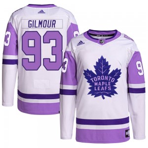 Adidas Doug Gilmour Toronto Maple Leafs Youth Authentic Hockey Fights Cancer Primegreen Jersey - White/Purple