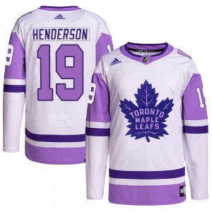 Adidas Paul Henderson Toronto Maple Leafs Youth Authentic Hockey Fights Cancer Primegreen Jersey - White/Purple