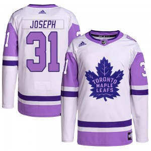 Adidas Curtis Joseph Toronto Maple Leafs Youth Authentic Hockey Fights Cancer Primegreen Jersey - White/Purple