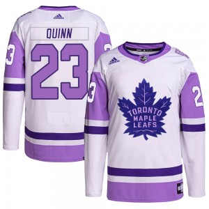 Adidas Pat Quinn Toronto Maple Leafs Youth Authentic Hockey Fights Cancer Primegreen Jersey - White/Purple
