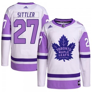 Adidas Darryl Sittler Toronto Maple Leafs Youth Authentic Hockey Fights Cancer Primegreen Jersey - White/Purple