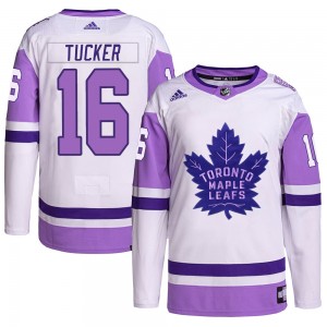 Adidas Darcy Tucker Toronto Maple Leafs Youth Authentic Hockey Fights Cancer Primegreen Jersey - White/Purple