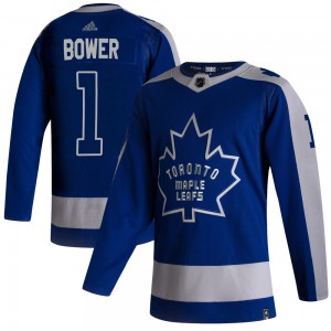 Adidas Johnny Bower Toronto Maple Leafs Men's Authentic 2020/21 Reverse Retro Jersey - Blue