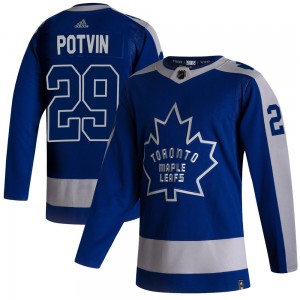Adidas Felix Potvin Toronto Maple Leafs Men's Authentic 2020/21 Reverse Retro Jersey - Blue