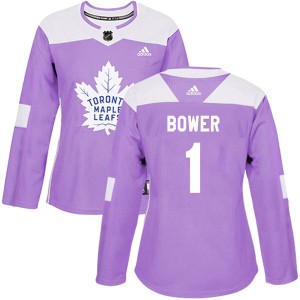 Adidas Johnny Bower Toronto Maple Leafs Women's Authentic Fights Cancer Practice Jersey - Purple