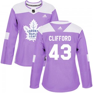 Adidas Kyle Clifford Toronto Maple Leafs Women's Authentic Fights Cancer Practice Jersey - Purple