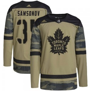 Adidas Ilya Samsonov Toronto Maple Leafs Youth Authentic Military Appreciation Practice Jersey - Camo