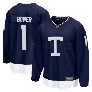 Fanatics Branded Johnny Bower Toronto Maple Leafs Youth Breakaway 2022 Heritage Classic Jersey - Navy