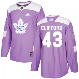 Adidas Kyle Clifford Toronto Maple Leafs Men's Authentic Fights Cancer Practice Jersey - Purple