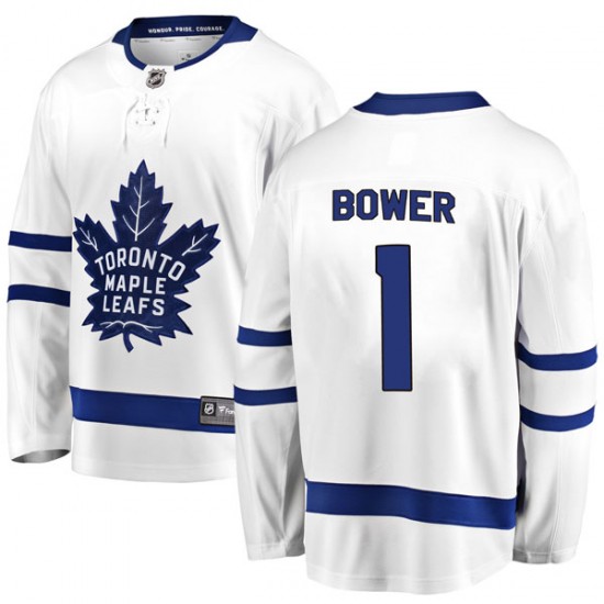 Fanatics Branded Johnny Bower Toronto Maple Leafs Youth Breakaway Away Jersey - White