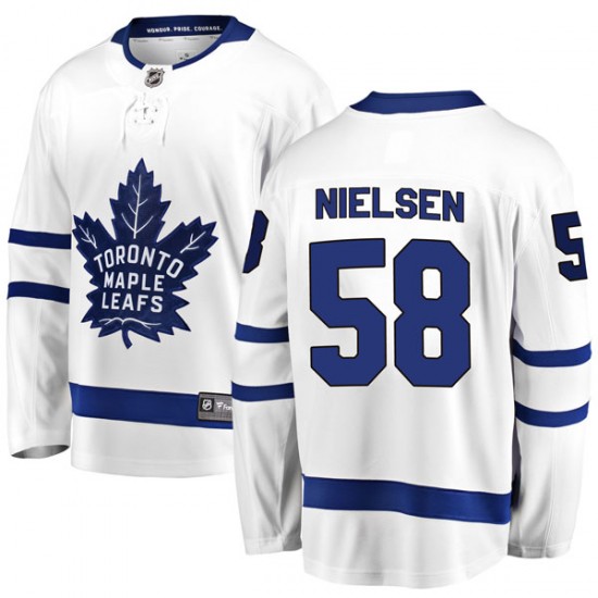 Fanatics Branded Andrew Nielsen Toronto Maple Leafs Youth Breakaway Away Jersey - White