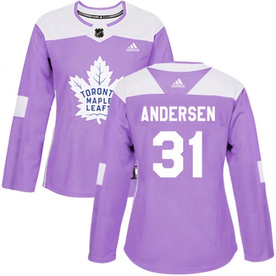 Adidas Frederik Andersen Toronto Maple Leafs Women's Authentic Fights Cancer Practice Jersey - Purple