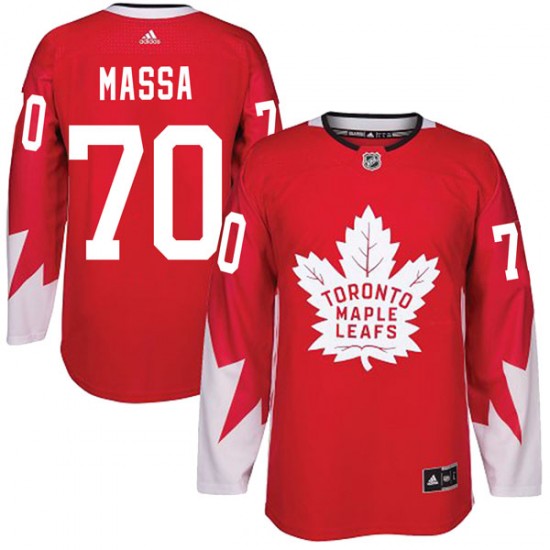 Adidas Ryan Massa Toronto Maple Leafs Youth Authentic Alternate Jersey - Red