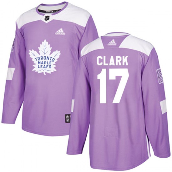 Adidas Wendel Clark Toronto Maple Leafs Men's Authentic Fights Cancer Practice Jersey - Purple