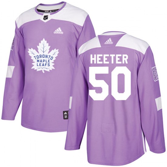 Adidas Cal Heeter Toronto Maple Leafs Men's Authentic Fights Cancer Practice Jersey - Purple