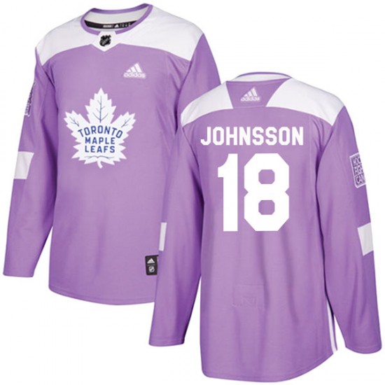 Adidas Andreas Johnsson Toronto Maple Leafs Men's Authentic Fights Cancer Practice Jersey - Purple
