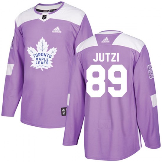 Adidas Jon Jutzi Toronto Maple Leafs Men's Authentic Fights Cancer Practice Jersey - Purple