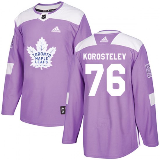 Adidas Nikita Korostelev Toronto Maple Leafs Men's Authentic Fights Cancer Practice Jersey - Purple