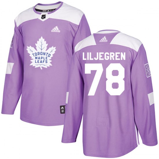 Adidas Timothy Liljegren Toronto Maple Leafs Youth Authentic Fights Cancer Practice Jersey - Purple