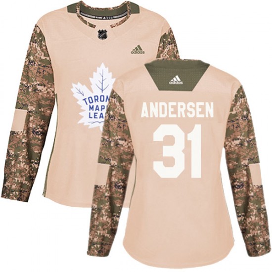 Adidas Frederik Andersen Toronto Maple Leafs Women's Authentic Veterans Day Practice Jersey - Camo