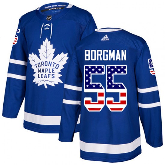 Adidas Andreas Borgman Toronto Maple Leafs Men's Authentic USA Flag Fashion Jersey - Royal Blue