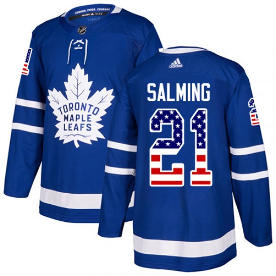 Adidas Borje Salming Toronto Maple Leafs Men's Authentic USA Flag Fashion Jersey - Royal Blue