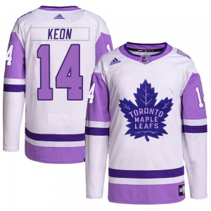 Adidas Dave Keon Toronto Maple Leafs Youth Authentic Hockey Fights Cancer Primegreen Jersey - White/Purple