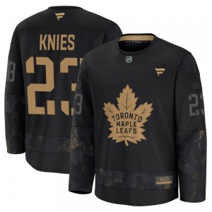 Fanatics Matthew Knies Toronto Maple Leafs Youth Premium 2024 Military Appreciation Practice Jersey - Black